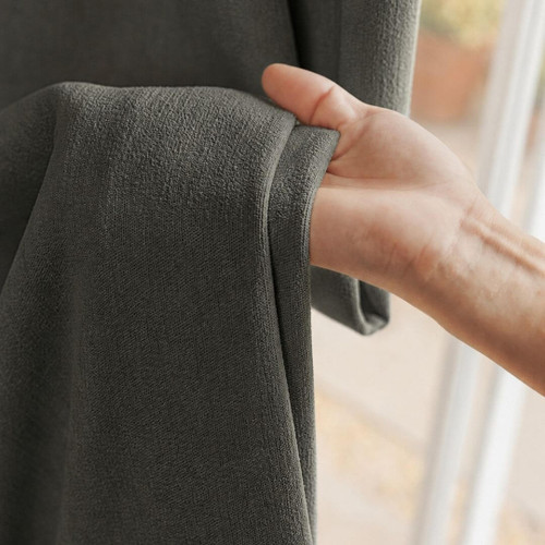 Minky Slate Room Darkening Custom Curtain Hand