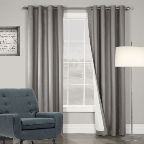 ARIZONA BLOCKOUT EYELET CURTAINS LOOK CHARCOAL GREY