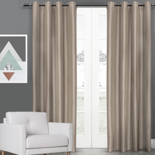 Villa Blockout Eyelet Curtain Panels Taupe Quickfit