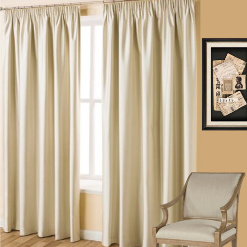 Villa Ivory Blockout Pencil Pleat Curtains | 4 Sizes