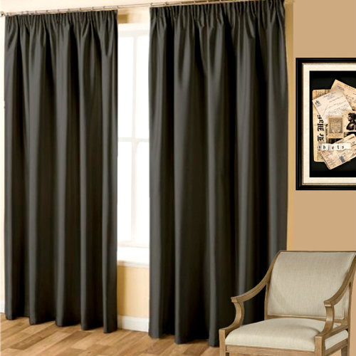 Villa Black Pencil Pleat Curtains | 4 Sizes