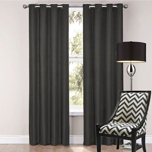 SORRENTO 100% BLOCKOUT EYELET CURTAIN BLACK  | 4 Sizes! | Designer Pick