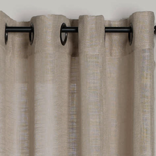 HOMESPUN Linen Look Sheer Eyelet Curtain Panel BROWN