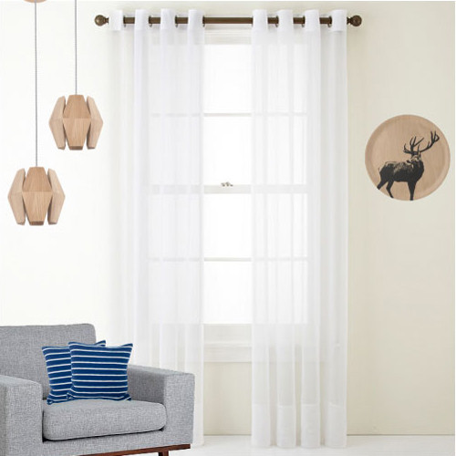 250cm Drop COTTON LOOK Voile soft drape sheer eyelet curtain panel White | 2 Sizes