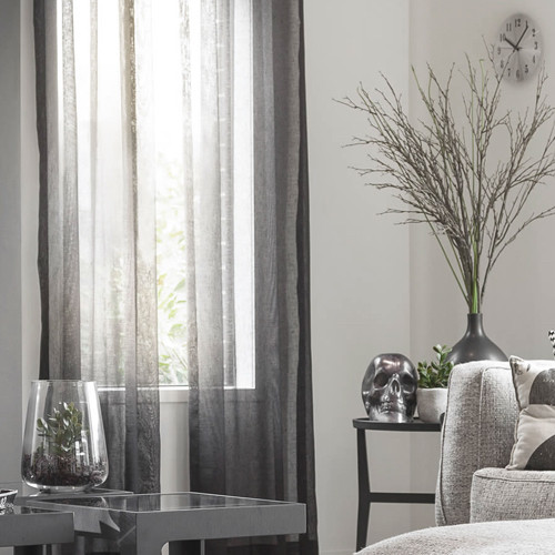 BRISTOL SHEER EYELET CURTAIN PANEL GREY | 2 Sizes!