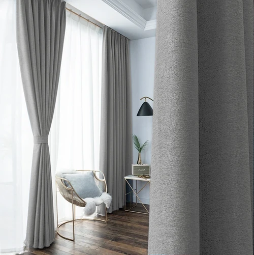 Portsea: LIGHT GREY Soft Drape  Linen Look ThermalCurtain