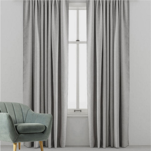 Portsea Custom Made Curtains Linen Look Blockout Light Grey