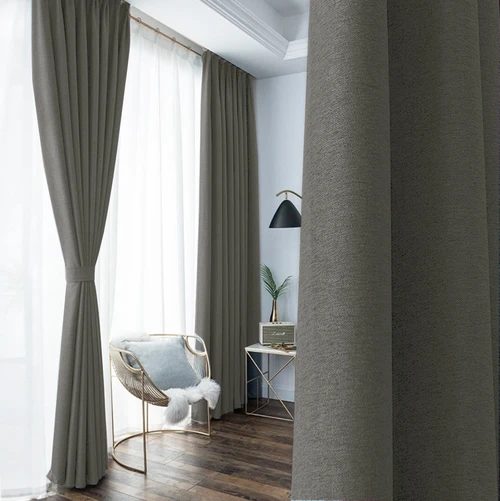Portsea: DARK GREY Soft Drape  Linen Look Thermal Curtain