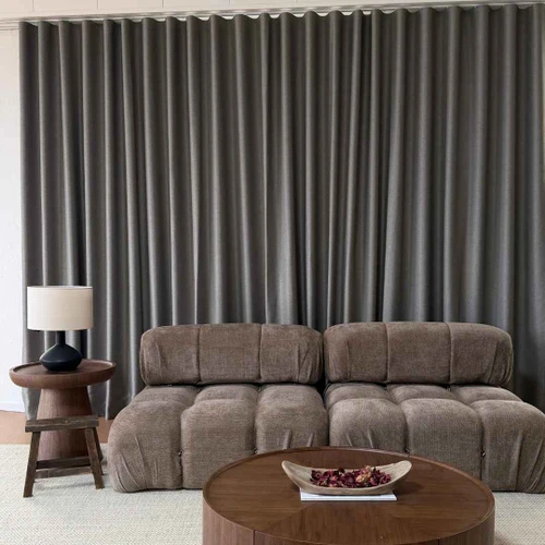 Portsea: DARK GREY Soft Drape  Linen Look Thermal Curtain
