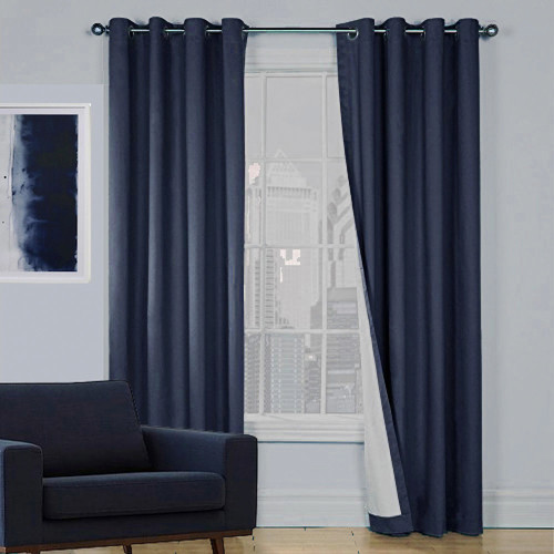 100% BLOCKOUT EYELET CURTAIN NAVY