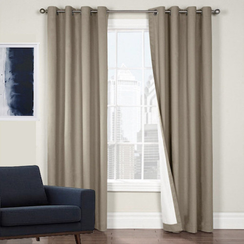 100% BLOCKOUT EYELET CURTAIN LATTE