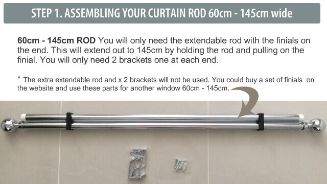 Windows 80cm wide to 145cm wide How to assemble the rod for a 80cm to 145cm wide window