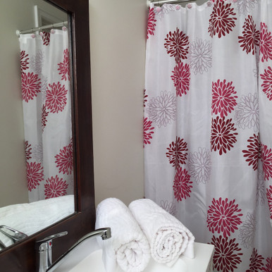 pink shower curtain