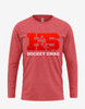 Women's "HockeySwag Block Red" Long Sleeve Tee