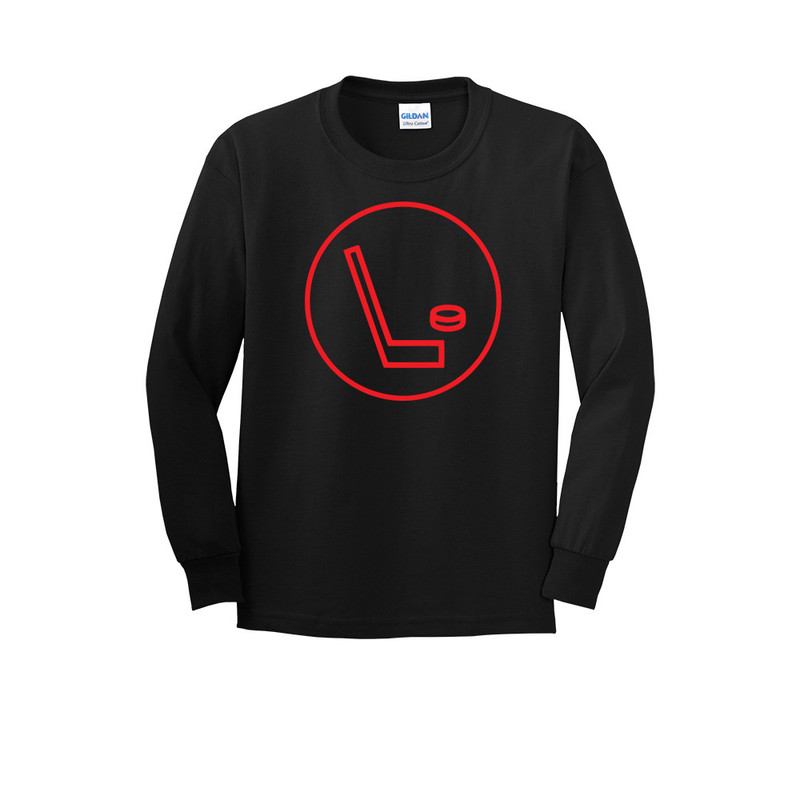 Youth "Hockey Logo - Red" Long Sleeve Tee
