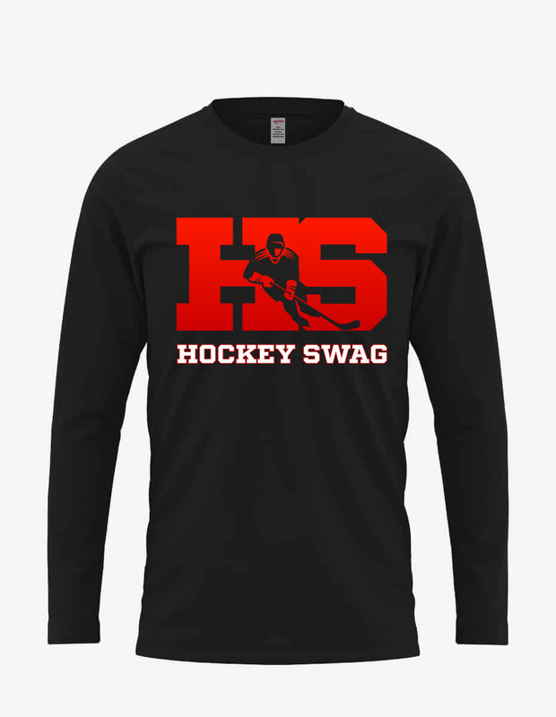 Women's "HockeySwag Block Red" Long Sleeve Tee