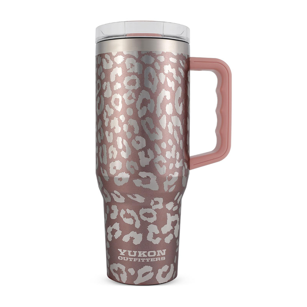 YUKON 40 Oz Tumbler Handle Rose Gold Leopard - Fin Feather Fur Outfitters
