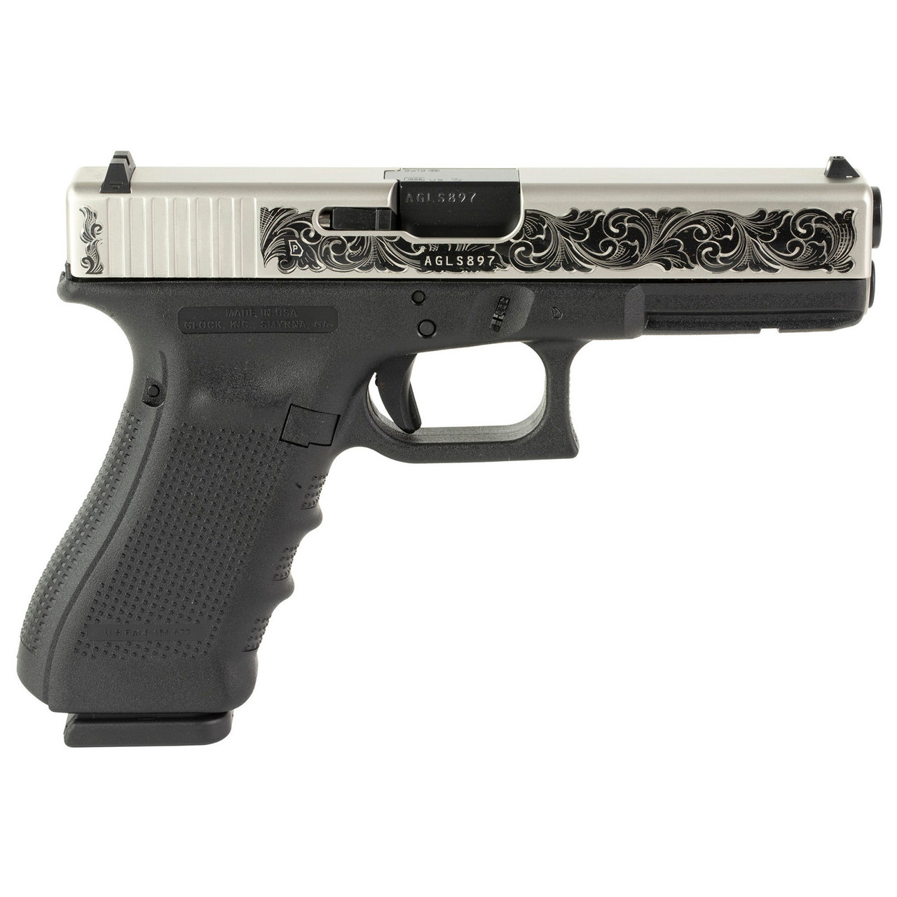 Glock 17 Gen4 Engraved Stainless Steel 9MM 4.49