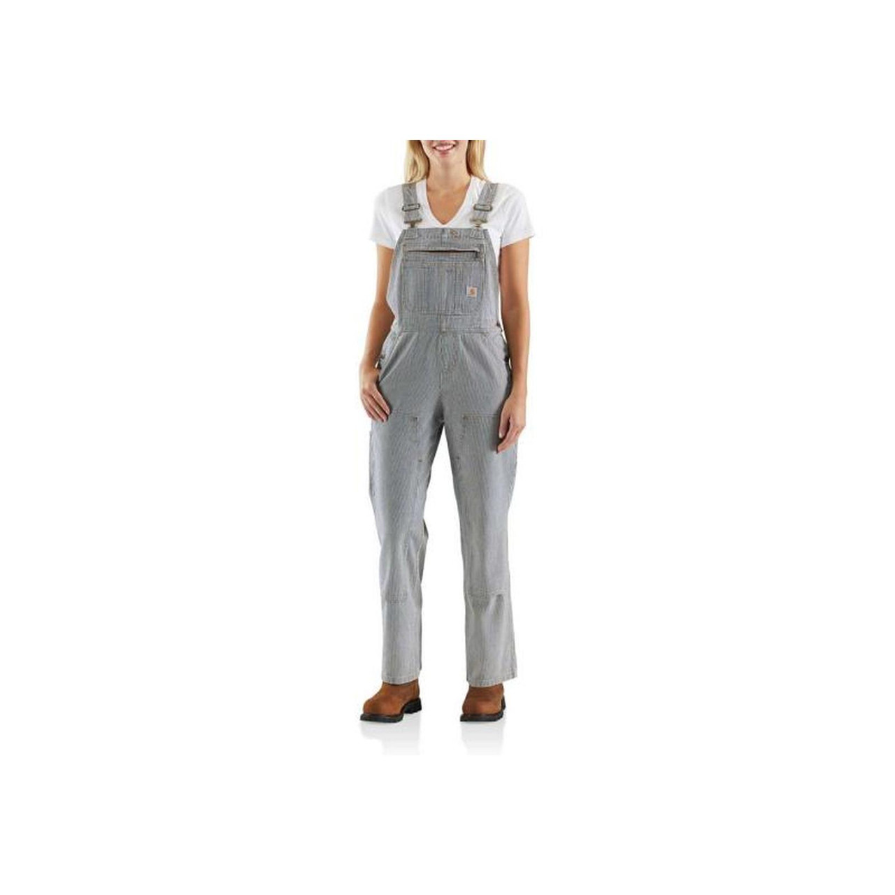 Carhartt リラックスフィットオーバーオール 44X30 グレー Carhartt Womens Relaxed Fit Brewster Double Striped Bib Overalls