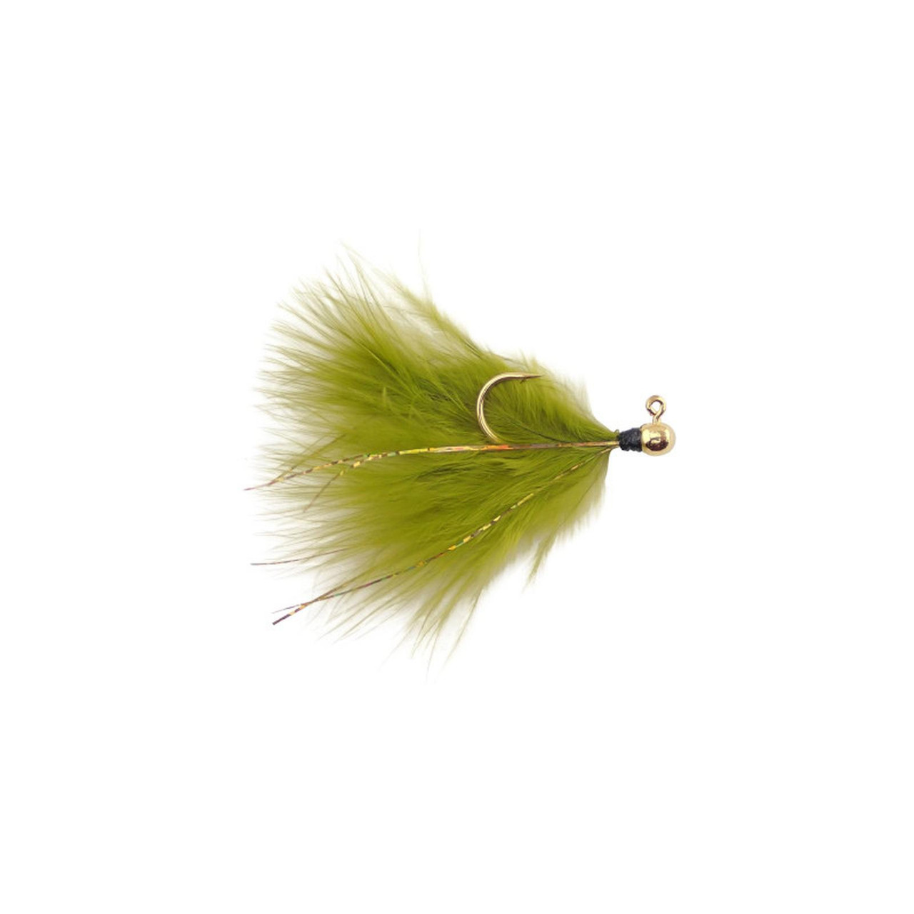 Voodoo Custom Tackle Marabou Jig Gold Olive 1/64oz Fin Feather