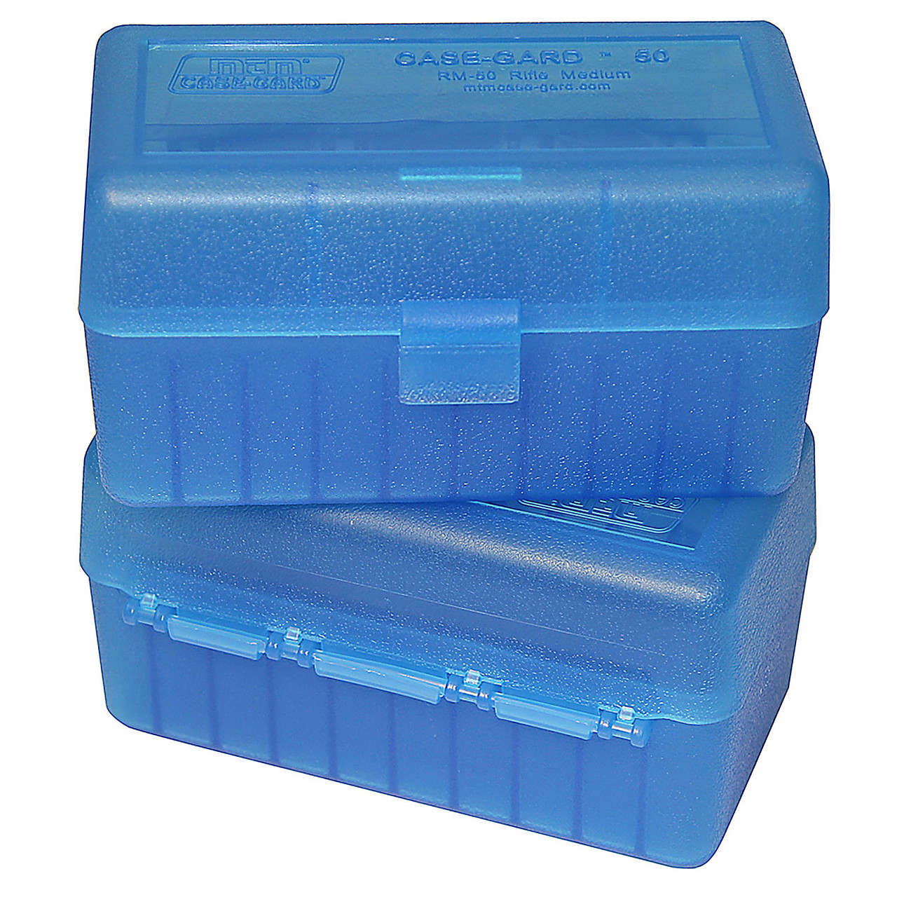 MTM Flip-Top Ammo Box 17 Remington, 204 Ruger, 223 Remington 200-Round  Plastic Clear Blue - Fin Feather Fur Outfitters