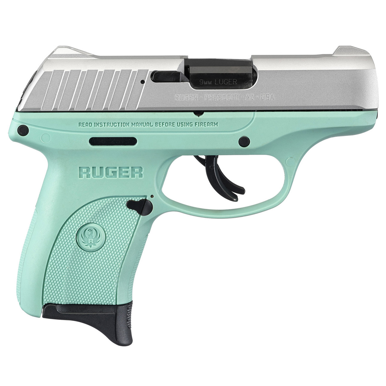 Ruger EC9S 9mm 3.12 7rd Aluminum Cerakote/Turquoise - Fin Feather Fur ...
