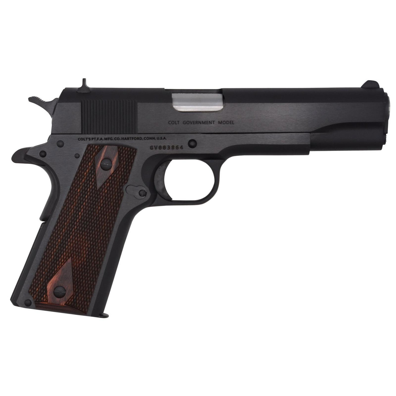 Colt 1911 Government. 45 ACP 5 Barrel 7rd Mag Rosewood Grip Blued - Fin  Feather Fur Outfitters