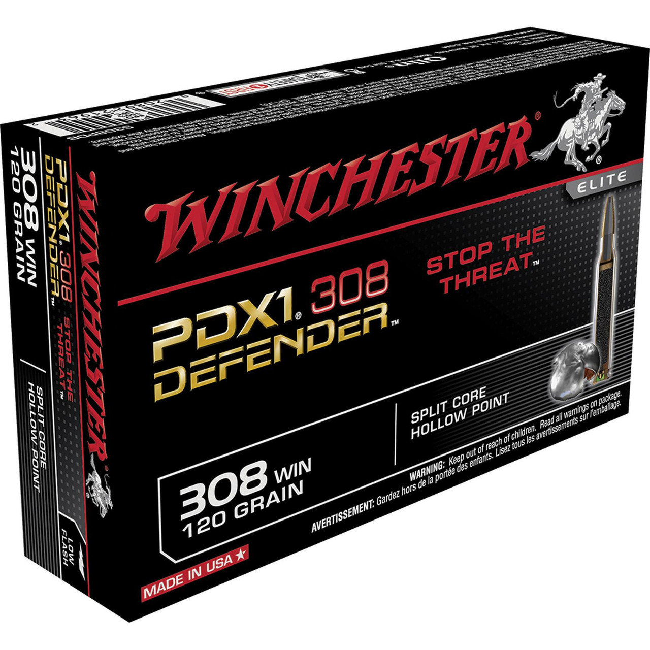 Winchester S308PDB Defender 308/ 7.62 NATO 120 GR JHP 20 Rounds