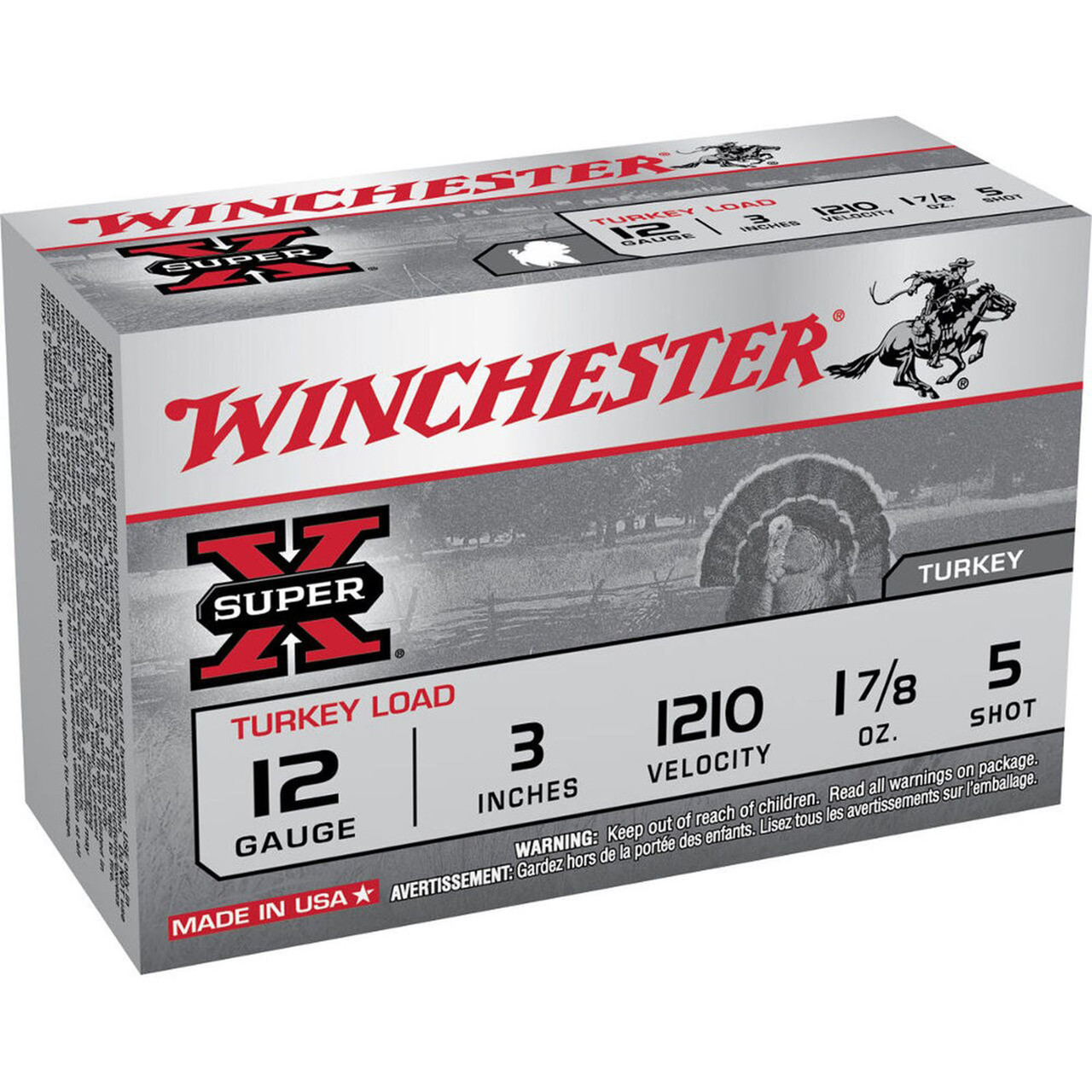 Winchester X123MT5 SuperX Turkey Load 12 Gauge 3" 1 7/8 oz 5 Shot 10