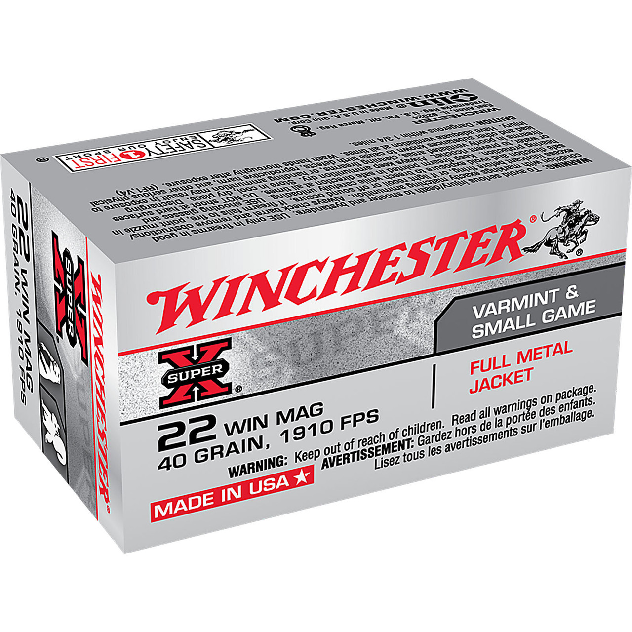 Winchester X22M SuperX 22 WMR 40 GR FMJ 50 Rounds - Fin Feather Fur ...