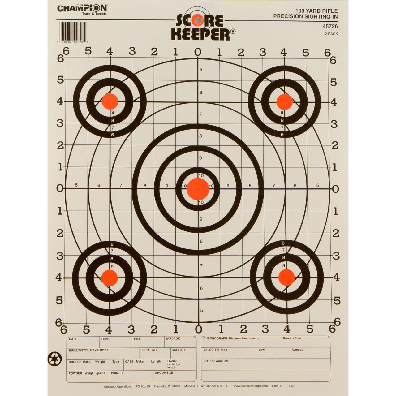 Targets Rifle Sight-IN Target 12P 45726 - Fin Fur Outfitters