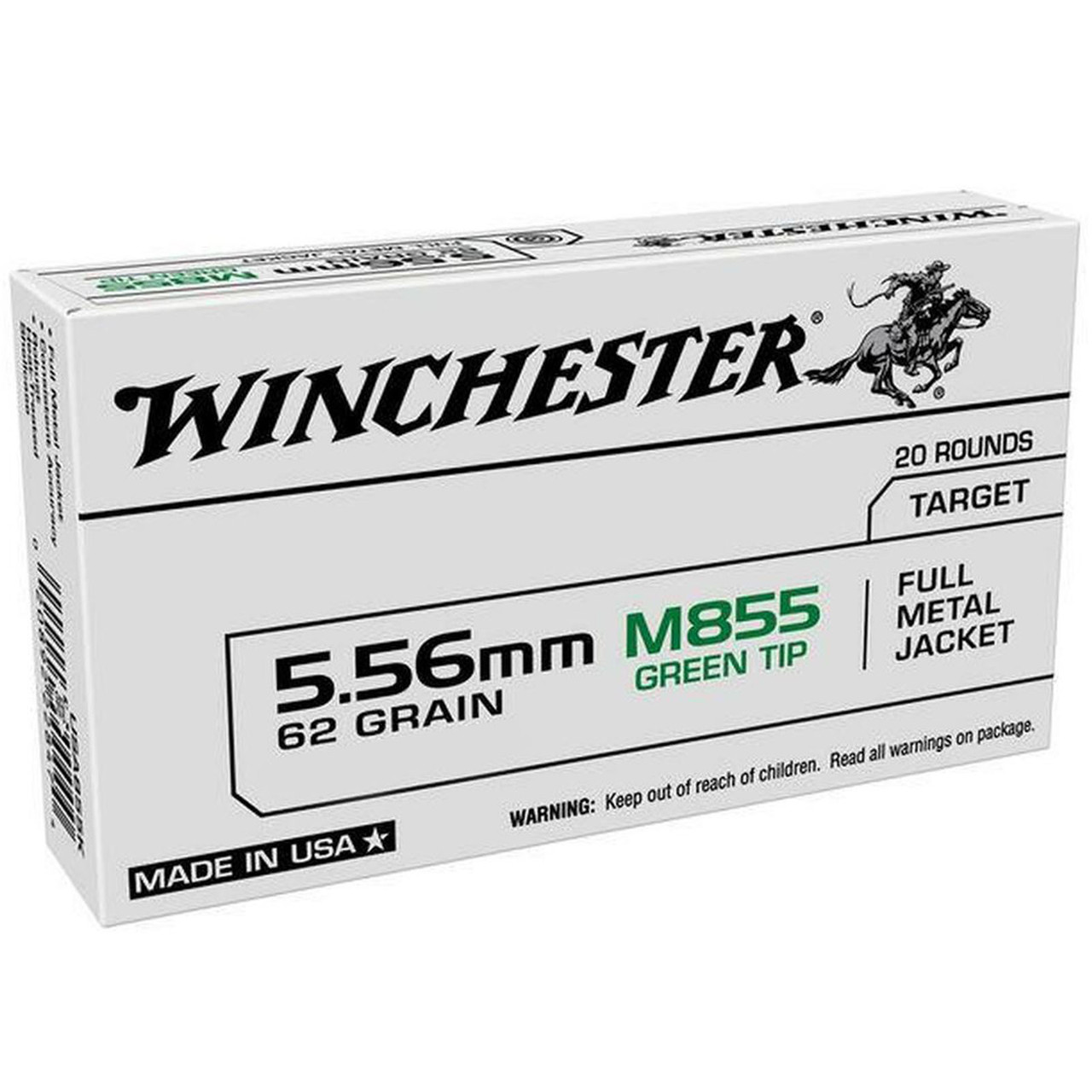 Winchester M855 5.56 62GR Green Tip Full Metal Jacket 20 Rounds