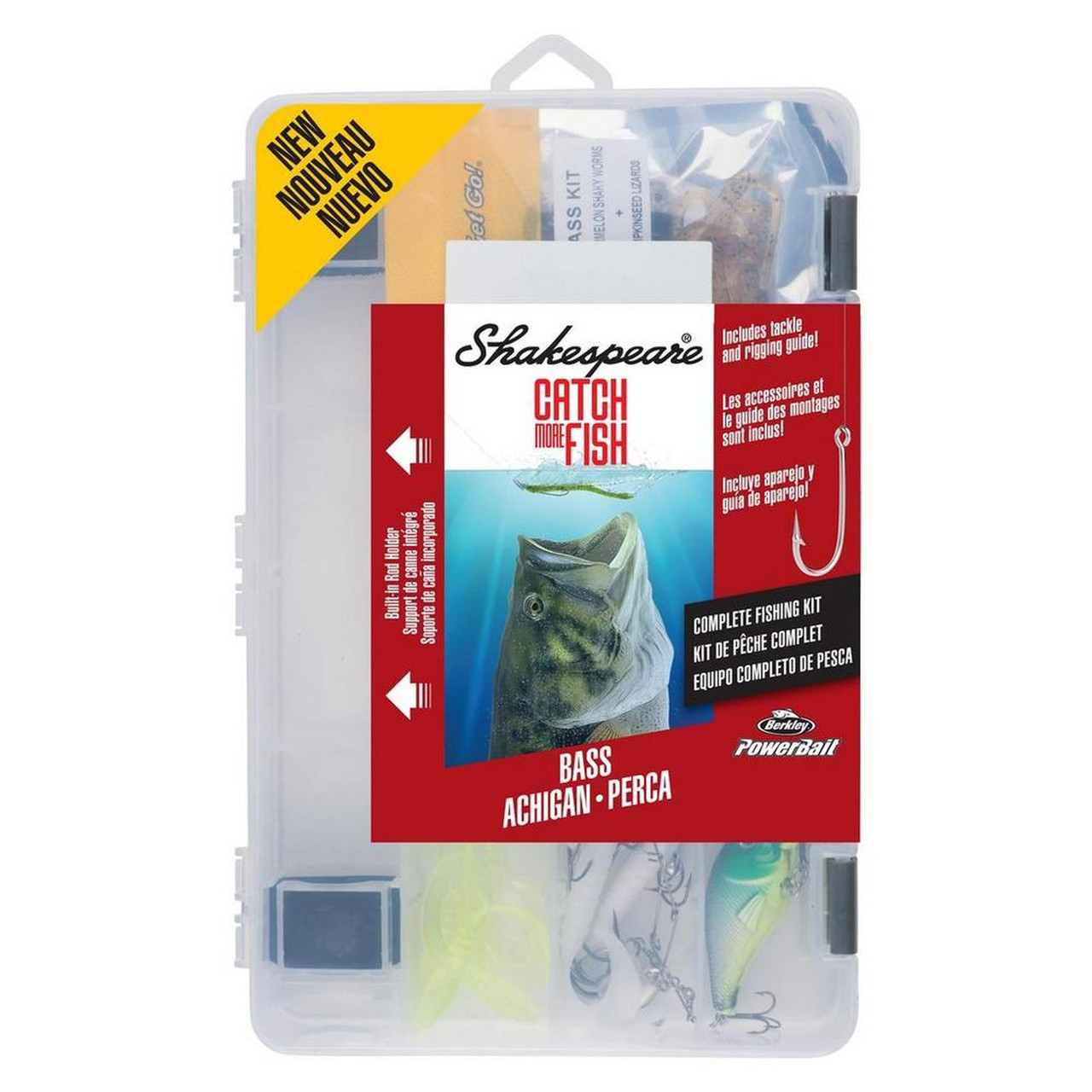 Shakespeare Catch More Fish Tackle Box Kit, Bass