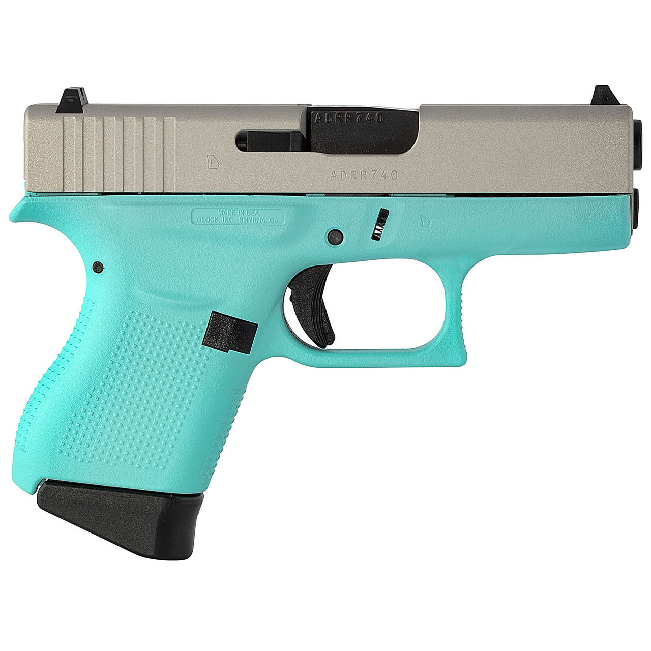 Glock 43 9mm Single Stack Pistol with Robins Egg Blue Cerakote