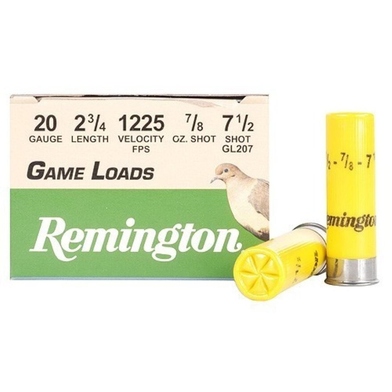 Remington Game Load Ammunition 20 Gauge 2-3/4" 7/8 oz #7-1/2 Shot 25 Rounds  - Fin Feather Fur Outfitters