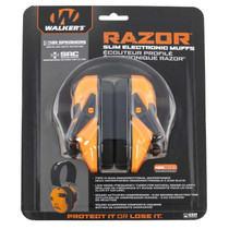 Walker's Razor Slim Electronic Muff Polymer 23 dB Over the Head Blaze Orange Ear Cups Adult