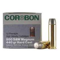 Cor-Bon Hunter 500 S&W Magnum Ammo 440 Grain Flat Nose 12 Rounds