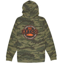 Aftco Bass Patch Pullover Hoodie Forest Camo L