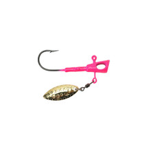 Leland's Lures Crappie Magnet Fin Spin Eyehole Jig Head Pink 1/16 oz.