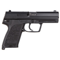 HK 81000307 USP V1 SA/DA 9mm Luger Caliber with 4.25" Barrel, 15+1 Capacity, Overall Black Finish, Serrated Trigger Guard Frame, Serrated Steel Slide & Polymer Grip Includes 2 Mags