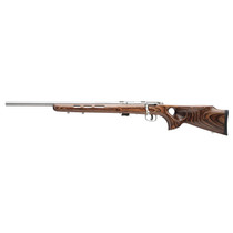 Savage Arms 25795 Mark II BTV Full Size 22 LR 5+1 21" Satin Heavy Button Rifled Barrel, Satin Drilled & Tapped Stainless Steel Receiver, Satin Brown Thumbhole Laminate Stock, Left Hand