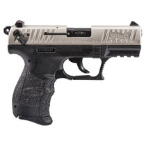 Walther Arms 5120336 P22 *CA Compliant 22 LR 10+1 3.42" Nickel Serrated/Steel Slide, Black Polymer Frame w/Picatinny Rail, Black Interchangeable Backstrap Grips