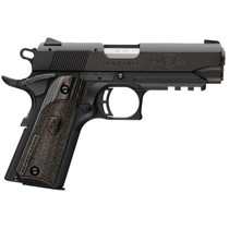 Browning 051817490 1911 Black Label Compact Frame 22 LR 10+1, 3.63" Stainless Steel Barrel, Matte Black Serrated Slide & Polymer Frame w/Beavertail & Picatinny Rail, Black Laminate Stippled Grip