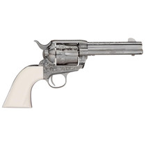 Taylors & Company 200057 1873 Cattleman Outlaw Legacy 45 Colt (LC) Caliber with 4.75" Barrel, 6rd Capacity Cylinder, Overall Nickel Engraved Finish Steel & Ivory Synthetic Grip
