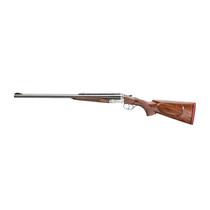 Rizzini USA 7001416 Rhino Express Full Size 416 Rigby 2rd 23" Gloss Blued Steel Barrel, Coin Anodized Silver Engraved Steel Receiver, Oiled Turkish Walnut Fixed w/Pistol Grip Wood Stock, Ambidextrous