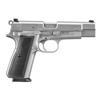 FN 66101116 High Power 9mm Luger 10+1 4.70" Black Target Crown Steel Barrel, Stainless PVD Serrated Steel Slide, Matte Stainless Steel Frame w/Beavertail, Black Textured Polymer Grip, Ambidextrous