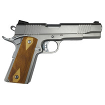 Rock Island 56828 Rock Full Size 9mm Luger 10+1, 5" Stainless Steel Barrel & Serrated Slide, Matte Stainless Steel Frame w/Beavertail, Wood Double Checkered Grip
