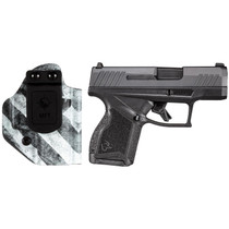 Taurus 1-GX4M931-CK7 GX4 9mm Luger 11+1 3.06" Satin Black DLC Steel Barrel, Black Nitride Serrated Slide, Black Polymer Frame w/ Interchangeable Backstrap Grips Includes B&W US Flag Holster