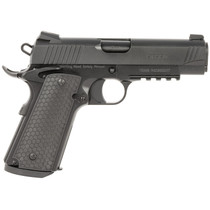 Girsan 392070 MC1911 C Untouchable Compact Frame 45 ACP 8+1 4.40" Black Steel Barrel, Black Serrated Steel Slide & Frame w/Beavertail & Picatinny Rail, Black Polymer Grip