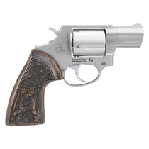 Taurus 2-605029US1 605 Small Frame 357 Mag/38 Special +P 5 Shot 2" Matte Stainless Steel Barrel, Cylinder & Frame, Engraved USA Flag Walnut Grip, Transfer Bar Safety